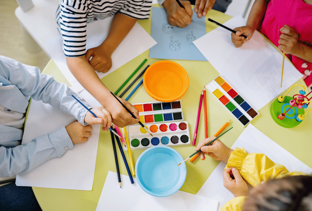 kids painting and drawing
