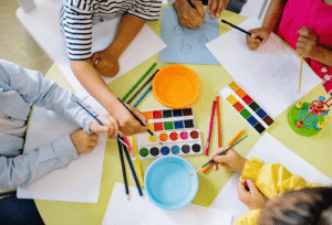 kids painting and drawing